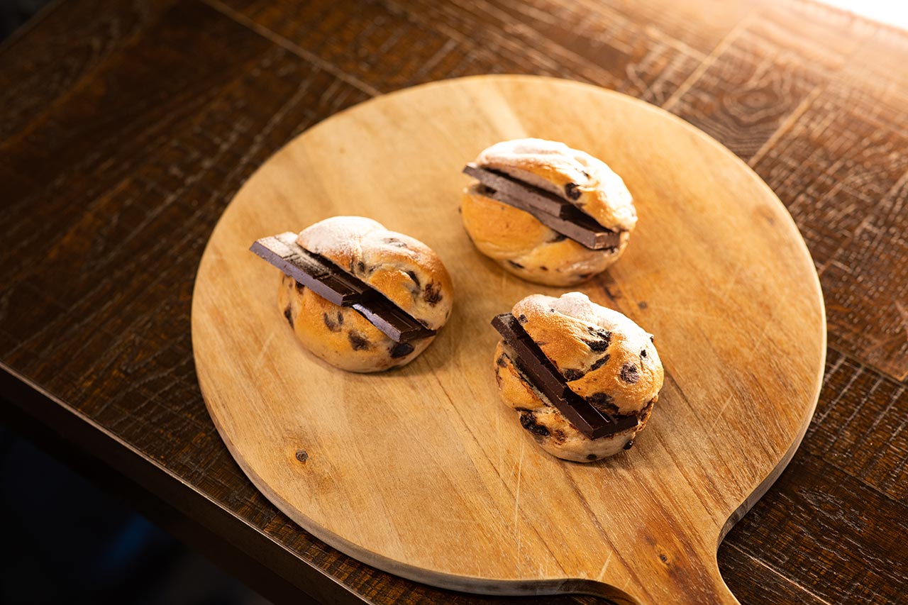 チョコベーグルの板チョコバターサンド